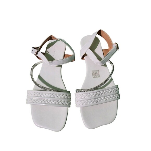 Women's Solid Color Open-Toe Flat Sandals White Size 8 - Picture 4 of 7